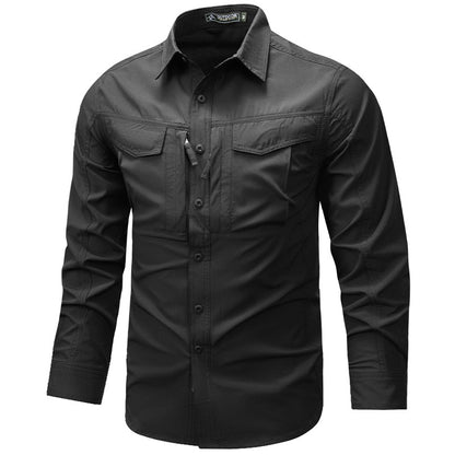 Summer Men Long Sleeve Cargo Breathable Shirt Mens Casual Tactic Military Shirts Men Multi Pocket Outdoor Hike Safari Work Shirt