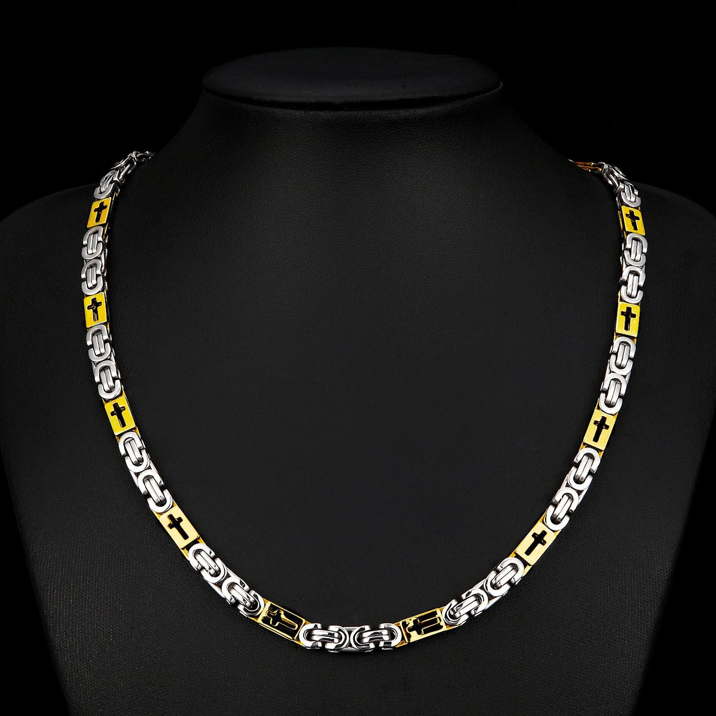 Colar Bicicleta Rock Punk HipHop 6mm Banhado a Ouro Joias Masculinas Femininas Corrente Bizantina de Aço Inoxidável Presentes