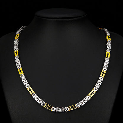 Colar Bicicleta Rock Punk HipHop 6mm Banhado a Ouro Joias Masculinas Femininas Corrente Bizantina de Aço Inoxidável Presentes