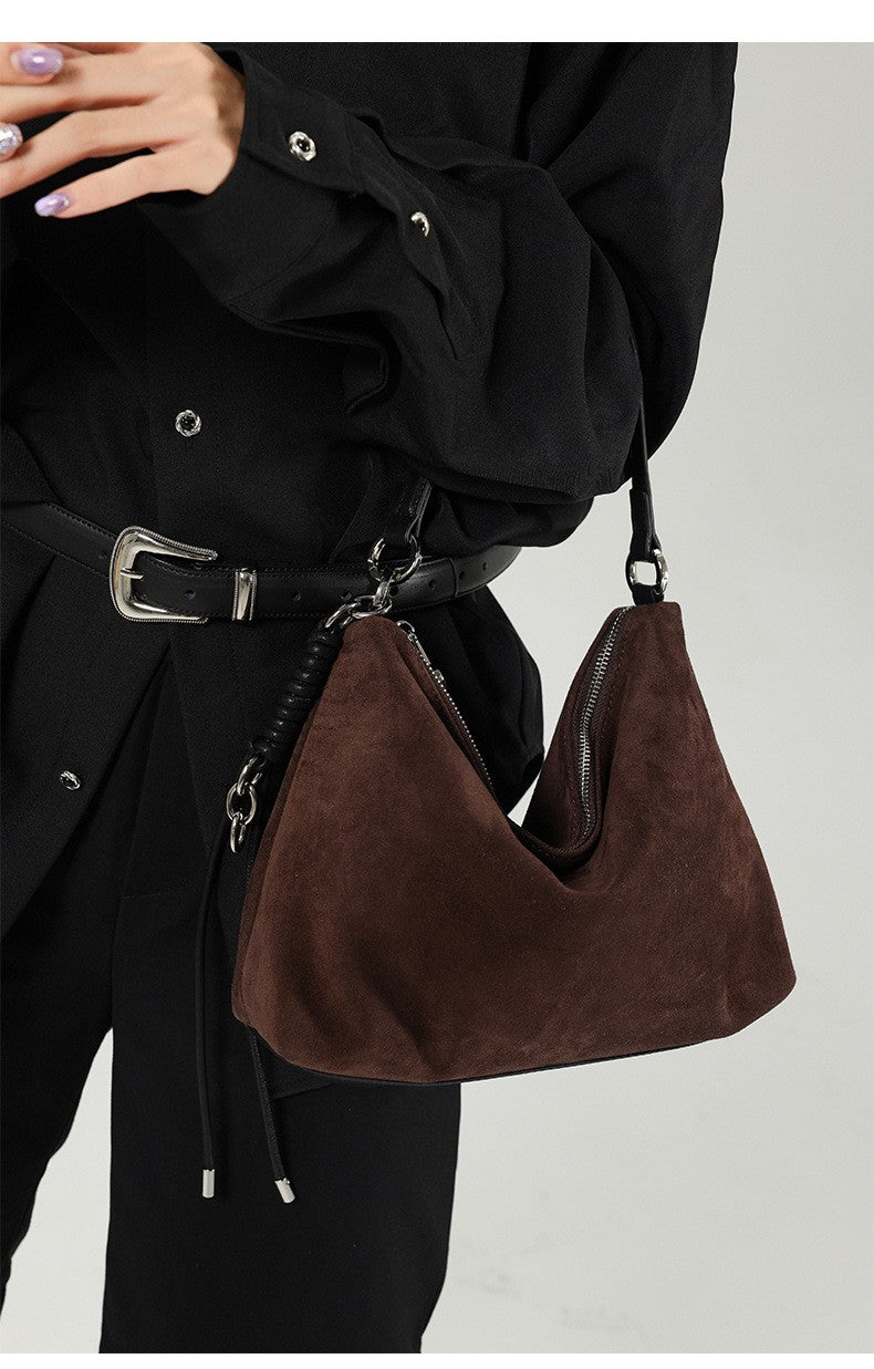 Hifashion Vintage Suede Genuine Leather Underarm Shoulder Bags For Women 2025 Luxury Designer Hobo Tote Office Ladies Handbags