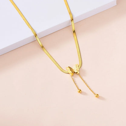 Colar Borboleta Vintage Feminino Dourado Aço Inoxidável Lâmina Correntes de Cobra Pingentes Estéticos Gargantilha Joias Femininas Presente Para Mulher