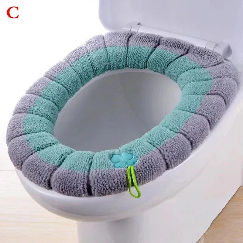 Assento Sanitário de Inverno Universal Portátil Macio Lavável Espessado de Pelúcia Capa de Assento Tapete Almofada de Vaso Sanitário para Banheiro com Acessórios