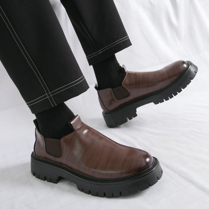 High Quality Thick Soled Leather Shoes Male Trend Men’s Dress Shoes Formal Leather Platform Loafers Shoes For Man