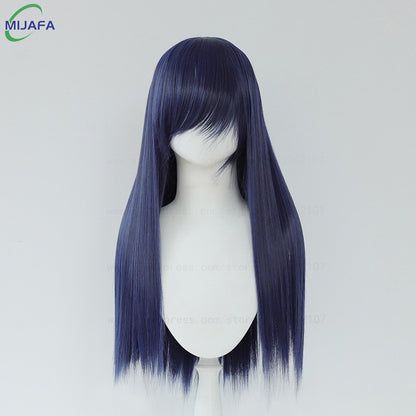 Peruca de Cosplay Longa e Lisa de Altíssima Qualidade, 400g, 48 Cores, 60cm, com Franja, Resistente ao Calor, Perucas Anime + Touca de Peruca