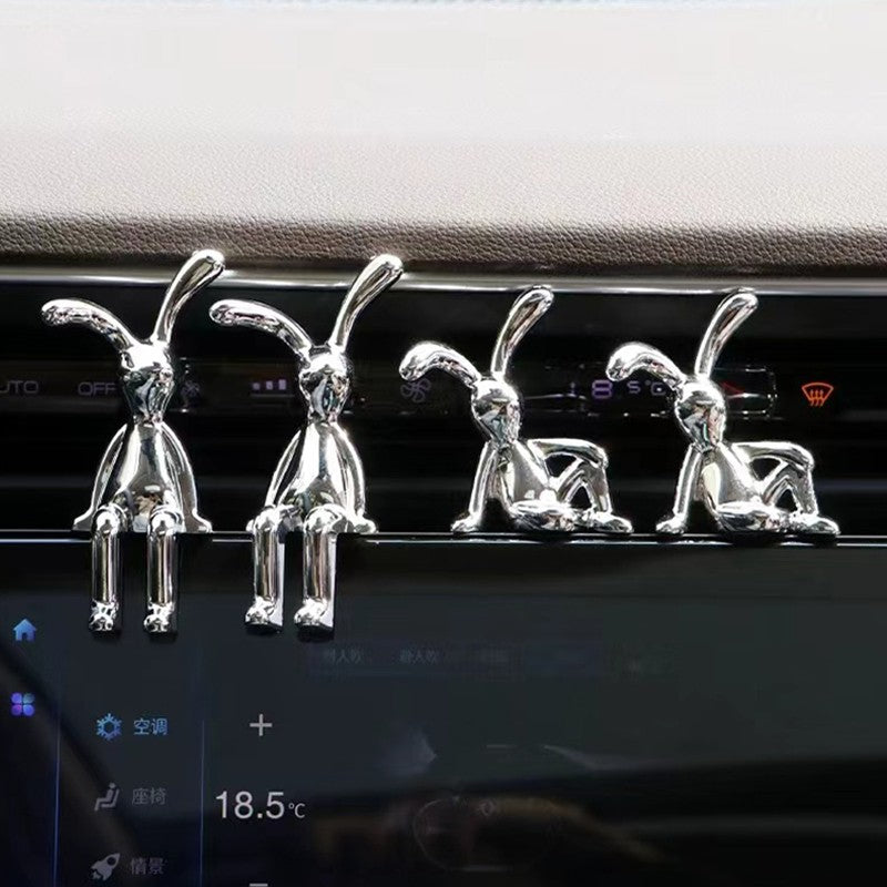 Long-Eared Rabbit Statue Cartoon Rabbit Figurines Car Accessories Bedroom Desktop Decoration Auto Interior Dashboard Ornaments