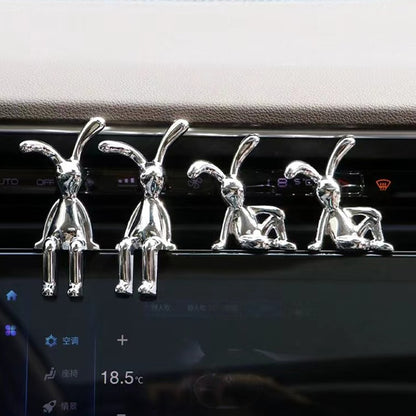 Long-Eared Rabbit Statue Cartoon Rabbit Figurines Car Accessories Bedroom Desktop Decoration Auto Interior Dashboard Ornaments