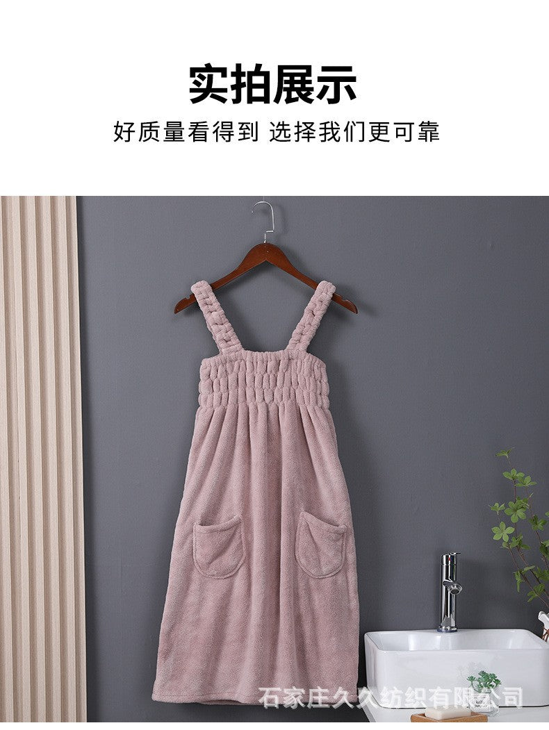 Women Wearable Bath Towel Wearable Towels Coral Fleece Women's Bath Skirt Absorbent Bath Skirt Shower Sauna Wear Towel