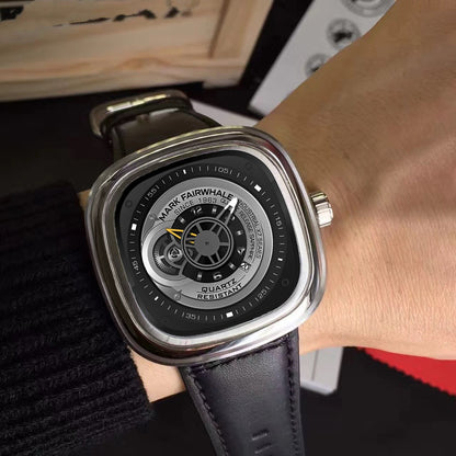 Mark Fairwhale Fashion Watch For Men Casual Leather Strap Quartz Watch Sports Waterproof Square Wristwatch Man 2025 Hot Sale