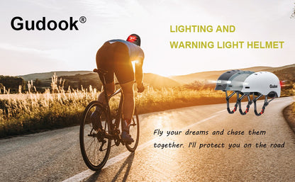 Capacete de Bicicleta Adulto GUDOOK com Luz - Capacetes de Bicicleta Masculino - Feminino - Luzes LED Dianteira e Traseira para Scooter? Ciclismo, Patinação