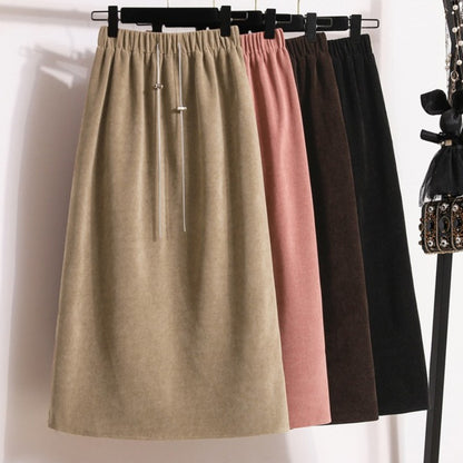 Women's New Style High-Waist Plus Size Skirts Elastic Waist Solid Wrap Buttocks Autumn Winter 2025 Versatile Straight Leg Skirt