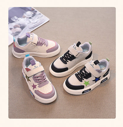 PU Leather Sport Shoes For Children 2025 Trend Fashion Teenager Girl's Sneakers Anti-slippery Kid's Tennis Shoes Running Shoes
