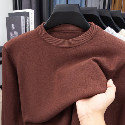 2025 New Men's Casual Sweater Round Neck Long Sleeve Knitted Sweater Diamond Pattern Fashion Versatile Top