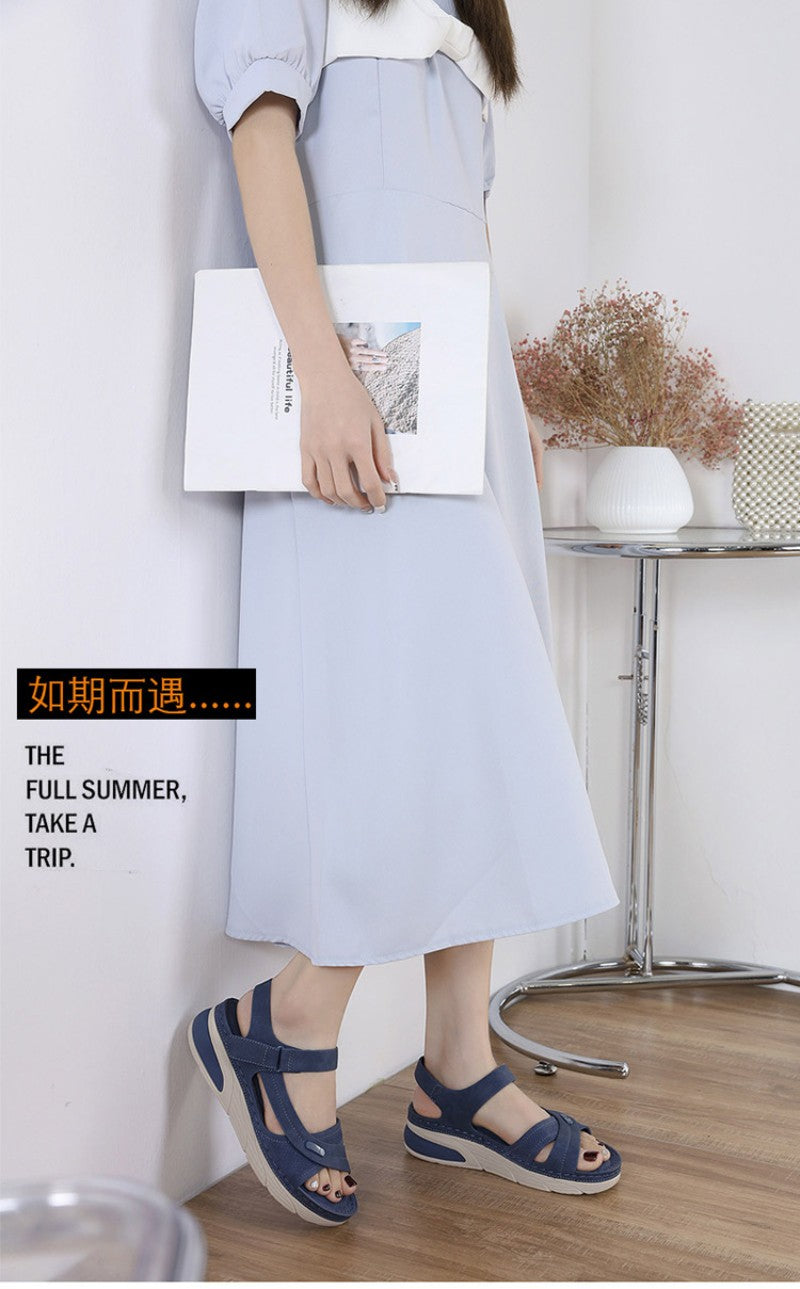 Sandal Lightweight Casual Sporty Comfortable Thick-Soled Velcro Versatile Fashion Trend Breathable National Style Wear-Resistant