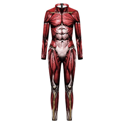 [You're My Secret] Halloween Cosplay Costumes for Men Women 3D Printed Muscle Elastic Human Anatomy Body Bodysuit Jumpsuit