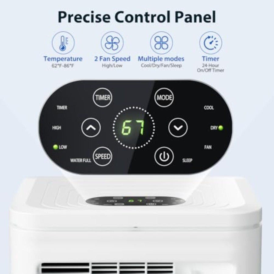 Ar condicionado portátil 10000 BTU, unidade AC portátil com desumidificador, ventilador, controle remoto, temporizador 24H, economia de energia, independente