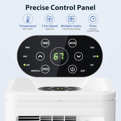 Ar condicionado portátil 10000 BTU, unidade AC portátil com desumidificador, ventilador, controle remoto, temporizador 24H, economia de energia, independente