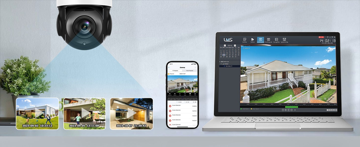 Câmera de Segurança Externa Jennov 360° 8MP PTZ POE IP 4K com Zoom Óptico de 30X e Visão Noturna IR CCTV