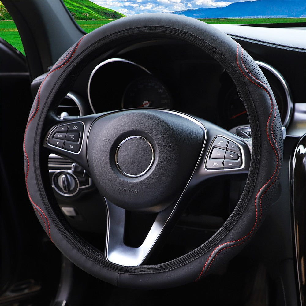 1 capa de volante de couro tipo mão de massagem estéreo em relevo sem anel interno para automóveis, cabe 14,5-15 polegadas