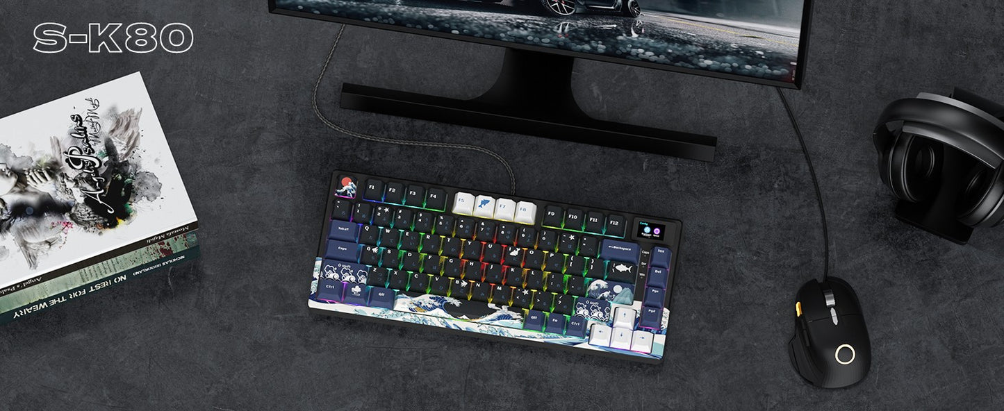 Teclado Gamer Mecânico Womier S-K80 75% com Display OLED Colorido Hot Swap Gasket Mount RGB Teclado Personalizado
