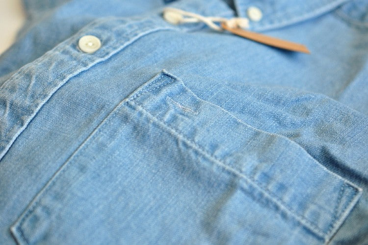 SauceZhan Chambray shirt  men shirt long sleeve Denim Shirt Cotton Casual Wash Shirt Mens Dress Shirts Jeans Shirts Slim