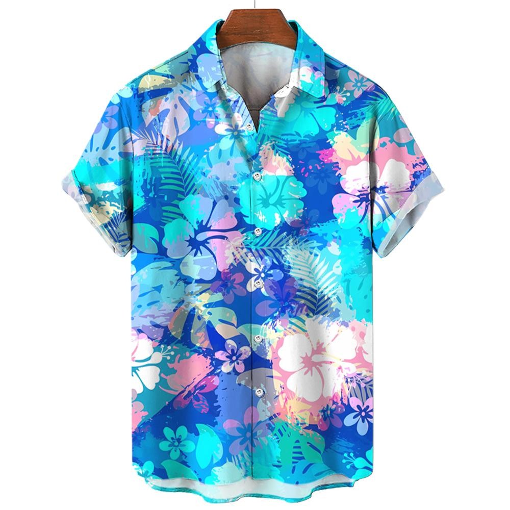 Men's Shirt Summer New Hawaiian Shirt Casual Shirt Beach Shirt Short Sleeve Flower Plant Lapel Hawaiian Holiday Clothing Apparel