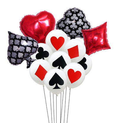 2/12PC 12/18Inch Poker Casino Latex balloon aluminum foil balloons Wedding Christmas Party Baby Shower Birthday Decoration