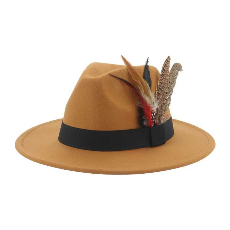 Chapéu Fedora Inverno Feminino Chapéus Masculinos Chapéu de Feltro Pena Luxo Moda Casual Decoração Casamento Homens Mulheres Fedora Chapeau Femme Touca