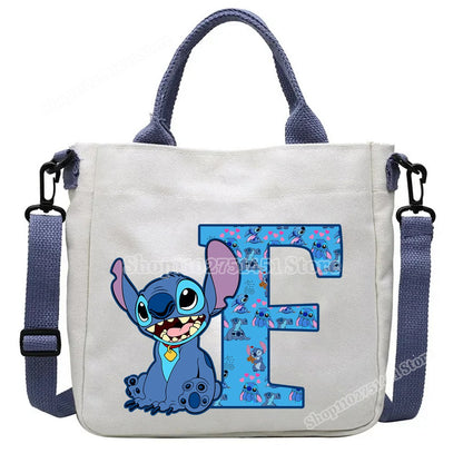 Disney Stitch Letter A-Z Print Shoulder Bags Cute Anime Action Figure Stich Purses Handbags Women Sling Messenger Bag Gift
