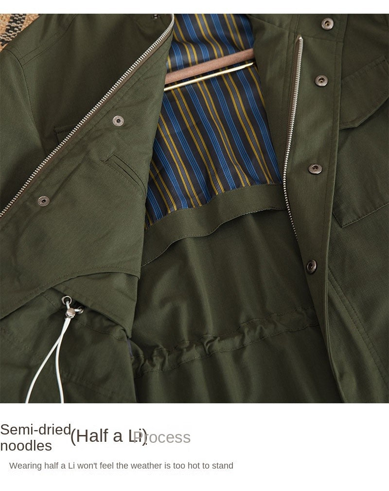 Three Spring and Summer Light Vertical Collar Waist Half Hanging M65 British Jacket Men's Retro Hunting Wear Waterproof Jacket