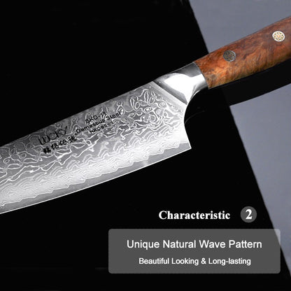 Japanese SKD-11 Damascus Steel Multifunctional Gyuto Chef Kiritsuke Knife With Wood Handle Super Sharp Long Lasting