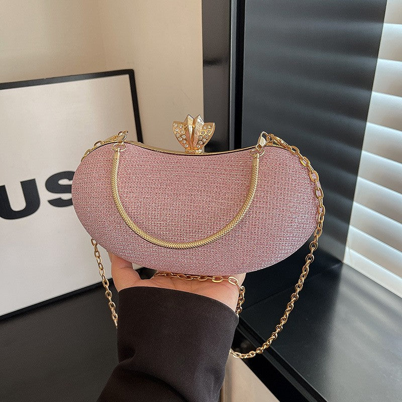 Shiny Mini Evening Bag Rhinestone Chain Purse Luxury Glitter Metal Handel Chain Clutch Elegant Wedding Dress Party Banquet Bag
