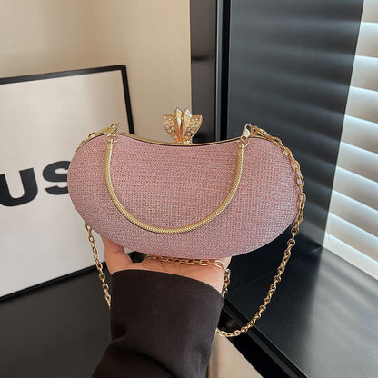 Shiny Mini Evening Bag Rhinestone Chain Purse Luxury Glitter Metal Handel Chain Clutch Elegant Wedding Dress Party Banquet Bag