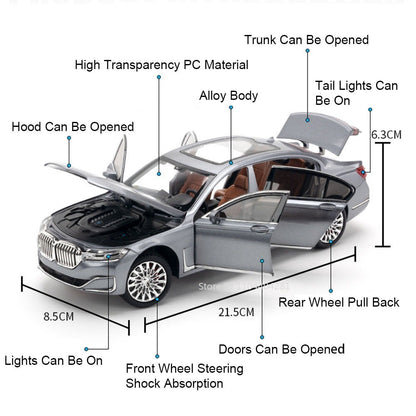 1:24 O 7 760Li Modelo I5 M60 Carro de Liga Fundida Brinquedos 6 Portas Abertas Luz Sonora Puxar para Trás Veículos Miniatura Presentes de Aniversário para Menino