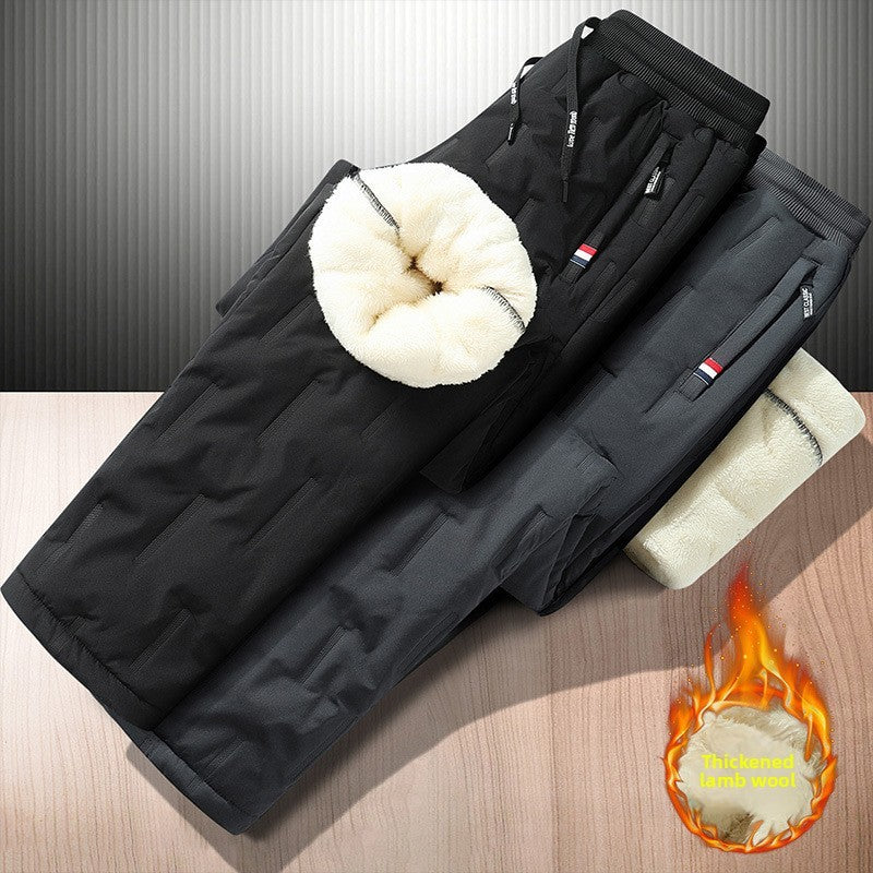 Men's Cargo Trousers Man Pants Plus Sweatpants Large Size Winter Warm Fleece Outer Y2k Alo Black Wear Thickened Baggy
