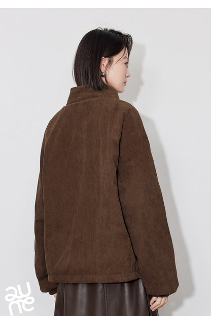 TOYOUTH Women Thick Cotton Coat 2024 Winter Long Sleeve Lapel Collar Contrasting Color Splicing Elegant Outwear Jacket Coat