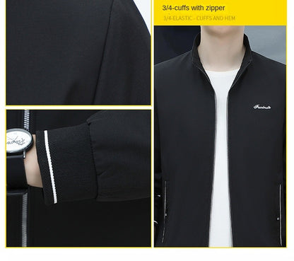 Spring Autumn New Men Lapel Jacket Coats Fashion Fabric Comfortable Breathable Sweat Absorption Comfortable Slim Version Coats