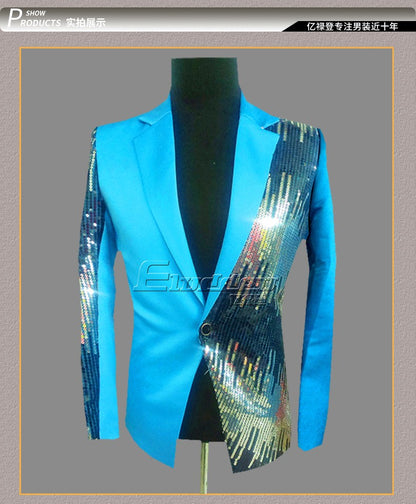 HOO 2025 Men's Color Matching Casual blazer Fashion Host Performance Sequined Dress