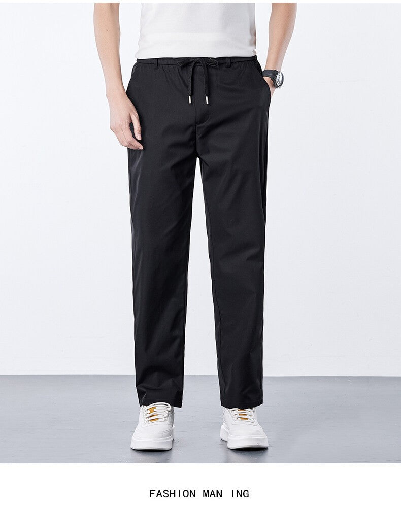 Calça Masculina Casual de Verão Seda Gelo Calça com Elástico na Cintura Calça de Corrida Fresca Respirável 5GG