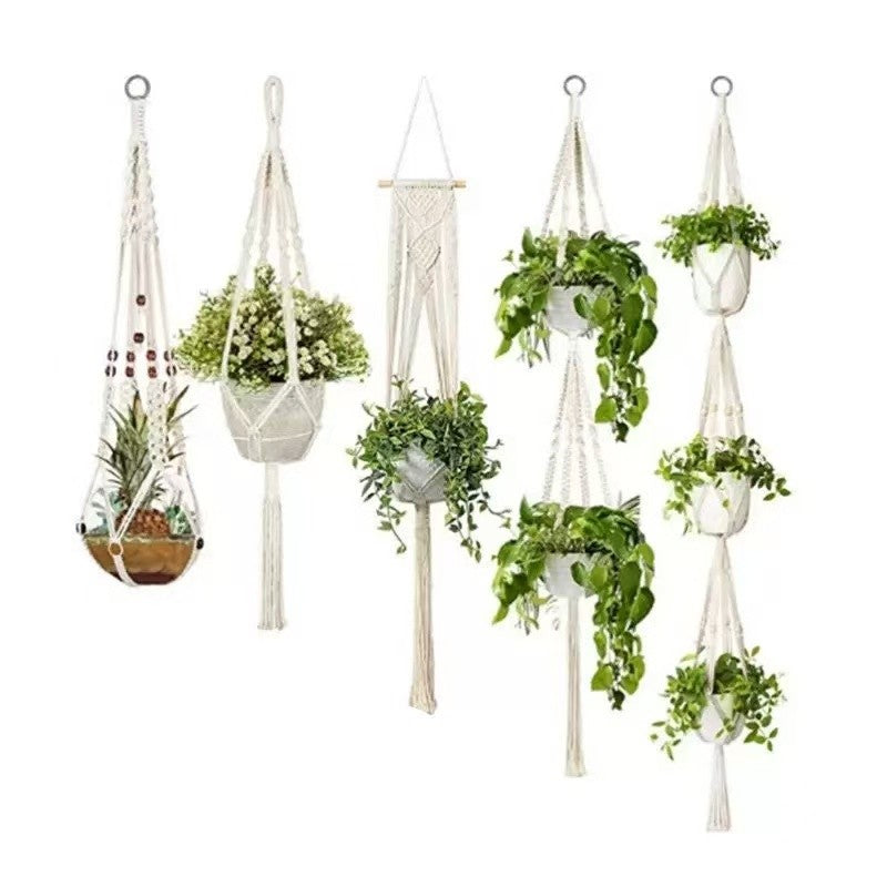Hanging Plant Handmade Macrame Plant Hanger Flower Pot Planter Hanger Wall Decor Courtyard Garden Hanging Planter Hanging Basket