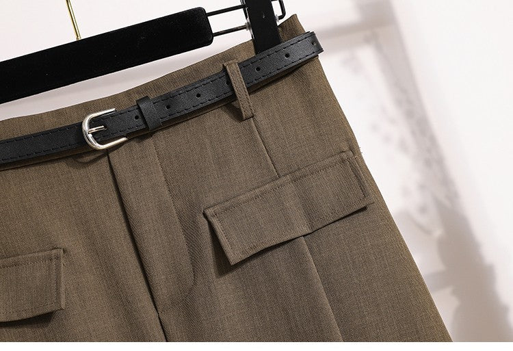 Plus Size Suit Skirts Autumn Winter Fashion New A-line Temperament Large Size Skirt Women's Solid Simplicity Casual Chic Skirt