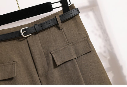 Plus Size Suit Skirts Autumn Winter Fashion New A-line Temperament Large Size Skirt Women's Solid Simplicity Casual Chic Skirt