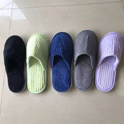 5 Pairs/Lot Mix Colors Men Women Disposable Hotel Slippers Cotton Slides Home Travel SPA Slipper Hospitality Cheap Footwear