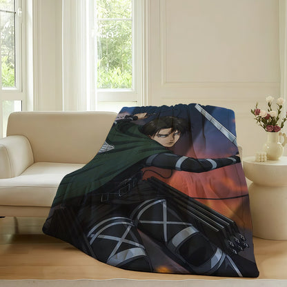Adventure anime A-Attack O-On T-Titan Blanket For Sofa Office Bed Plane Travel Sleep Read Relax Camping Soft And Warm