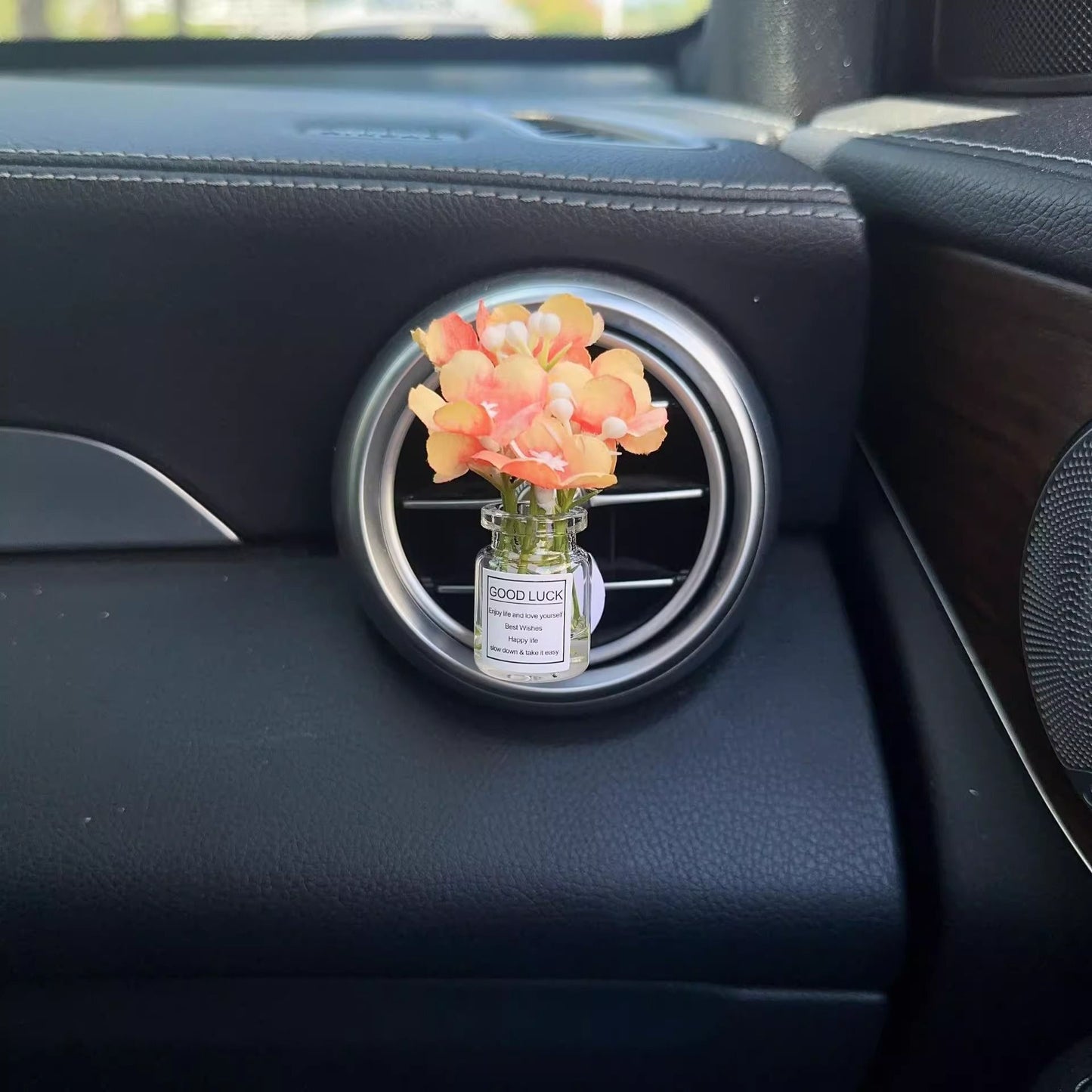 Enfeites de clipe de saída de ar do console central do carro, flores simuladas, clipe de carro, enfeites de vaso de vidro de jasmim, respira bebê para meninas, decorações