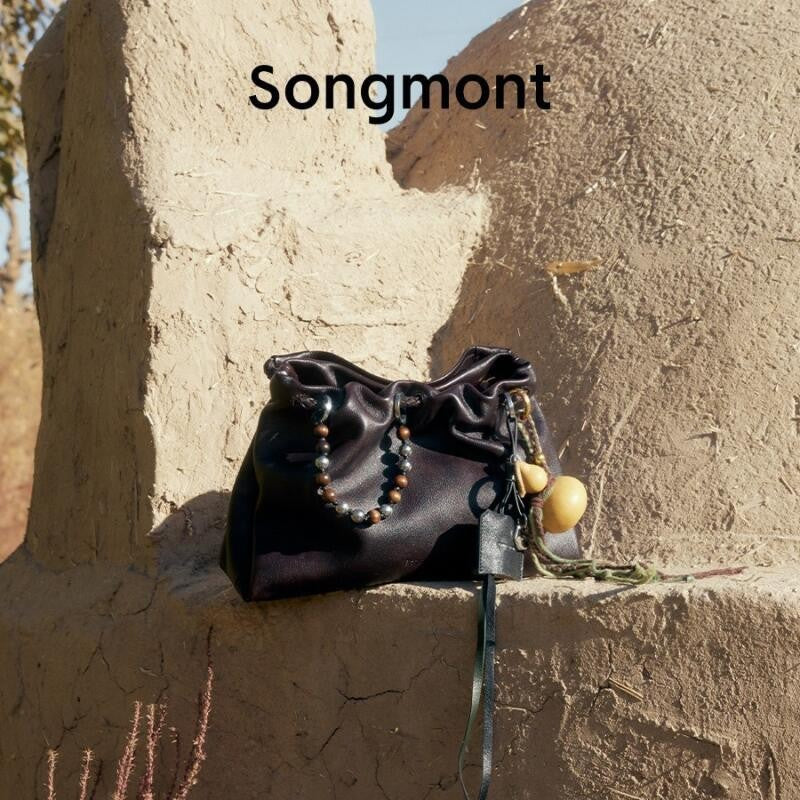 Songmont Genuine Leather Mini Bucket Bag Adjustable Drawstring Multi Straps White Black Blue Casual Chic Crossbody Bag Oversized