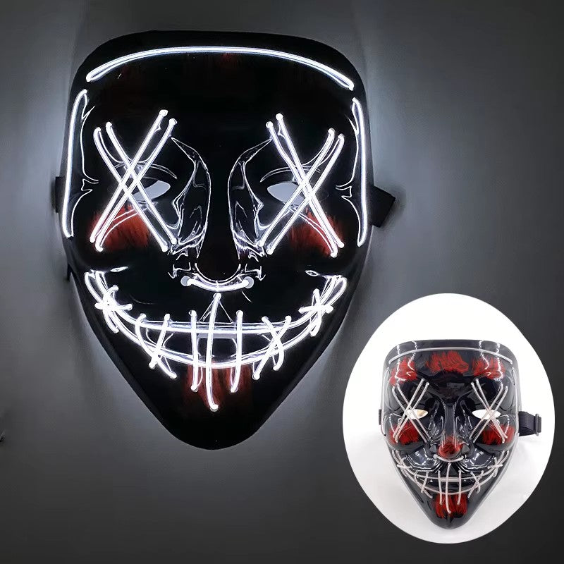 Wireless LED Purge Mask Neon Glow In Dark Scary Grimace Full Face Mask Cosplay Rave Bar Club Masquerade Carnival Party Decor