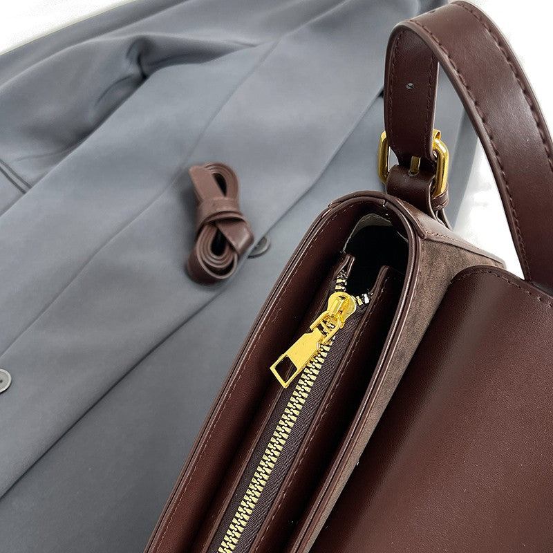 Solid Color Striped Flannel Women Crossbody Bag Quiet Luxury Designer Bag Fashionable Elegant PU Leather Shoulder Bags for Women