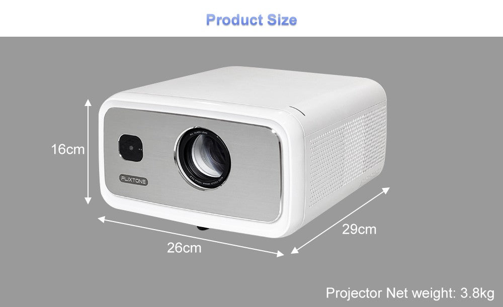 Projetor FlixTone D9W Ultra 3000 ANSI Full HD 1080P para Filmes Android WiFi 6 Home Theater Projetor Beam para Vídeos ao Ar Livre