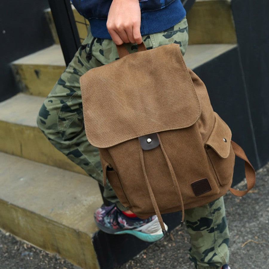 New High Quality Canvas Men Backpack Large Shoulder School Bag Rucksack For Boys Travel Fashion Camping Bags Fashion Simple Bags