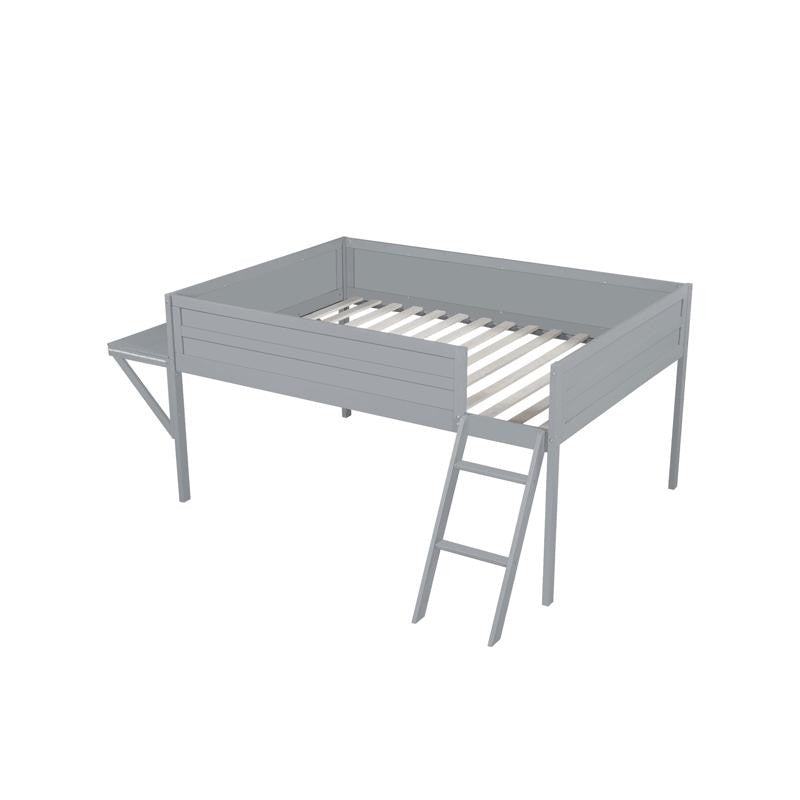 Cama Loft para Jogos de Tamanho Grande com Escrivaninha e Luzes LED, Acabamento Cinza, Design Elegante que Economiza Espaço